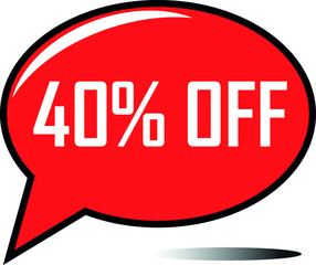 40 percent off red balloon, floating balloon for discount promotional offers, super sale, super offer, reduct balloon with white font and dark shadow