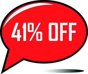 41 percent off red balloon, floating balloon for discount promotional offers, super sale, super offer, reduct balloon with white font and dark shadow