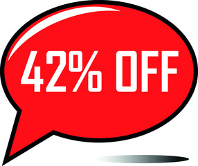 42 percent off red balloon, floating balloon for discount promotional offers, super sale, super offer, reduct balloon with white font and dark shadow