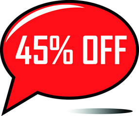 45 percent off red balloon, floating balloon for discount promotional offers, super sale, super offer, reduct balloon with white font and dark shadow