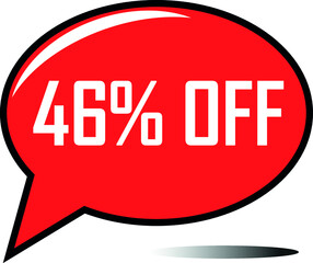 46 percent off red balloon, floating balloon for discount promotional offers, super sale, super offer, reduct balloon with white font and dark shadow