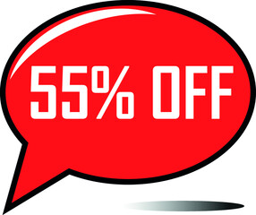 55 percent off red balloon, floating balloon for discount promotional offers, super sale, super offer, reduct balloon with white font and dark shadow