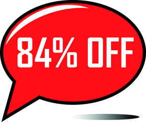 84 percent off red balloon, floating balloon for discount promotional offers, super sale, super offer, reduct balloon with white font and dark shadow