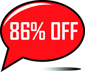 86 percent off red balloon, floating balloon for discount promotional offers, super sale, super offer, reduct balloon with white font and dark shadow