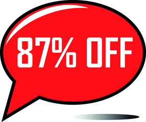 87 percent off red balloon, floating balloon for discount promotional offers, super sale, super offer, reduct balloon with white font and dark shadow