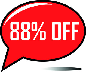 88 percent off red balloon, floating balloon for discount promotional offers, super sale, super offer, reduct balloon with white font and dark shadow