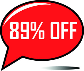 89 percent off red balloon, floating balloon for discount promotional offers, super sale, super offer, reduct balloon with white font and dark shadow