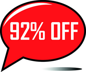 92 percent off red balloon, floating balloon for discount promotional offers, super sale, super offer, reduct balloon with white font and dark shadow