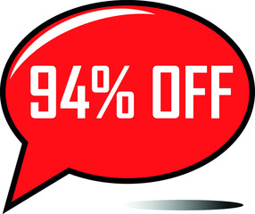 94 percent off red balloon, floating balloon for discount promotional offers, super sale, super offer, reduct balloon with white font and dark shadow