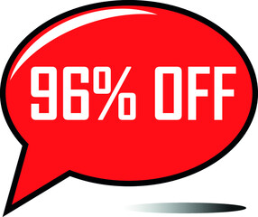 96 percent off red balloon, floating balloon for discount promotional offers, super sale, super offer, reduct balloon with white font and dark shadow