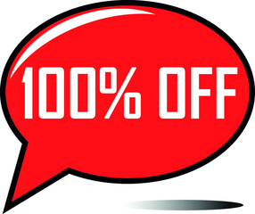 100 percent off red balloon, floating balloon for discount promotional offers, super sale, super offer, reduct balloon with white font and dark shadow