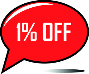 1 percent off red balloon, floating balloon for discount promotional offers, super sale, super offer, reduct balloon with white font and dark shadow