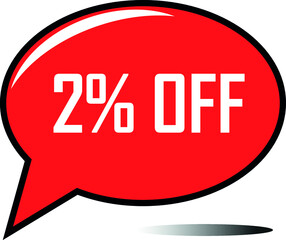 2 percent off red balloon, floating balloon for discount promotional offers, super sale, super offer, reduct balloon with white font and dark shadow