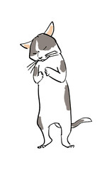 ネコ　ペン画　シンプル
