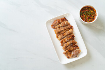 Grilled Pork Neck with Thai Spicy Sauce
