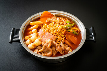 Budae Jjigae or Budaejjigae (Army stew or Army base stew). It is loaded with Kimchi, spam,...