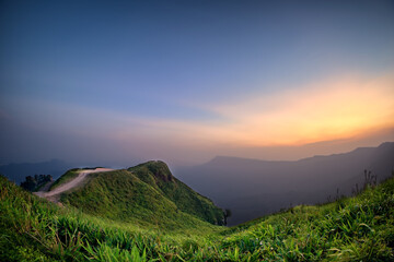 Beautiful sunny day is in mountain landscape.