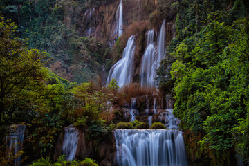 Fototapeta na wymiar Tee lor su waterfall in Thailand at the tropical forest , Umphang District, Tak Province, Thailand