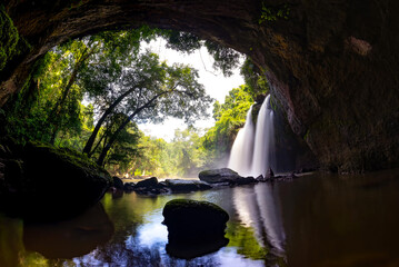 Cave in Heo Suwat Waterfall in Khao Yai National Park in Thailand