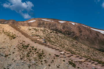Stairs on Isolated Mountain Summit