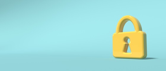 Security safety lock icon - 3D render