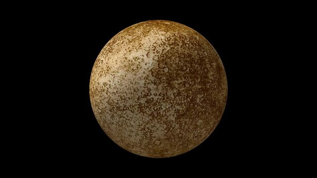 Realistic 3d mercury rotating animation, Moving rotated mercury, Realistic 3D render of mercury and stars. Mercury in space.