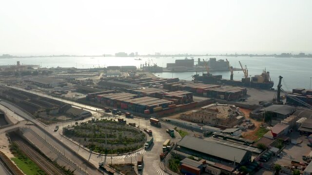 traveling front, luanda port, angola, africa