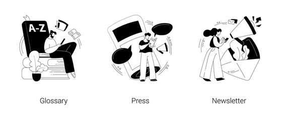 Company latest news abstract concept vector illustrations.