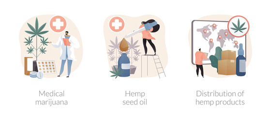 Medical cannabis abstract concept vector illustrations.