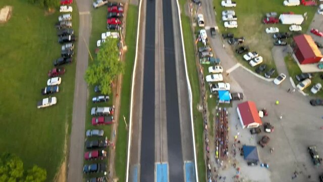 Top down shot of drag racing competition