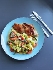 grilled meat with vegetables