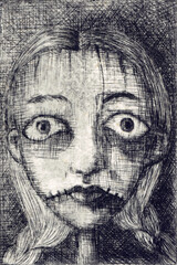 suppressed depressed under stress cross-hatching surreal graphic print artwork etching intaglio technique