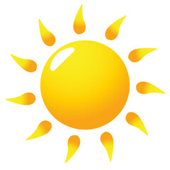 Vector modern flat sun sunshine icon . Yellow gradient sun.Hot weather icon.