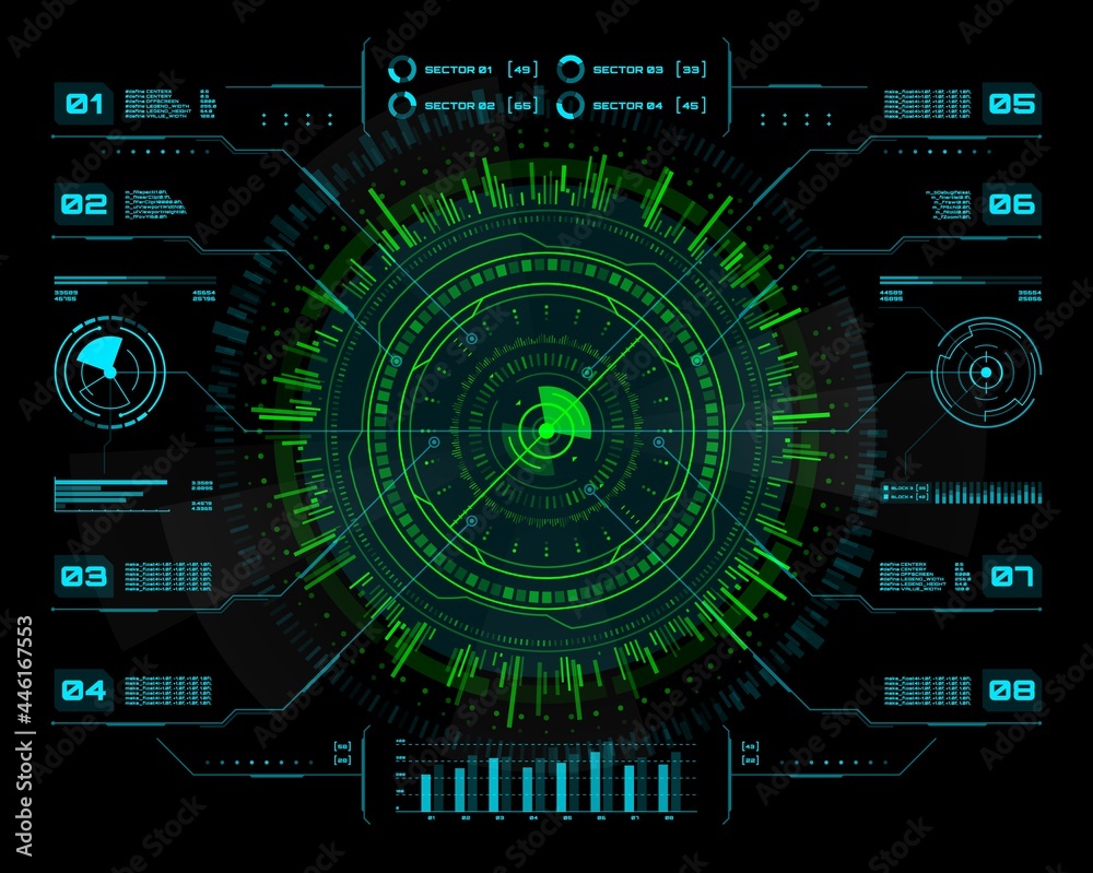 Poster hud futuristic infographics. visual business data information, presentation, ui interface with blue 