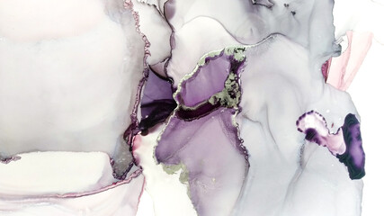 Alcohol ink. Blue Marble Texture. Amethyst Mixed