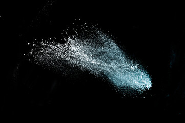 navy blue powder explosion on black background