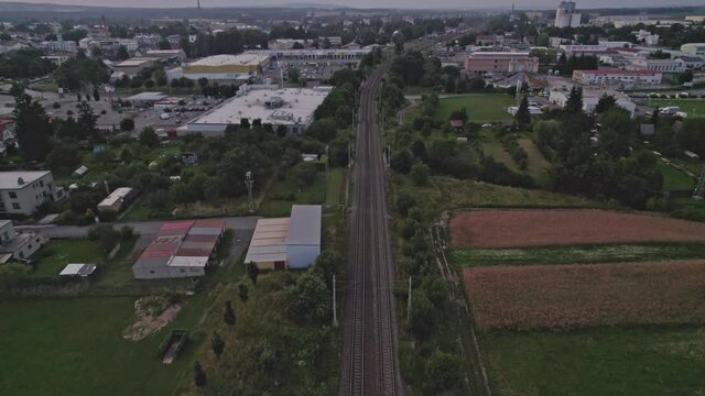 Fly Over Pardubice Region of the Czech Republic, Homes And Commercial, Retail.