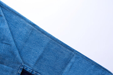 Blue denim fabric to stitch close-up
