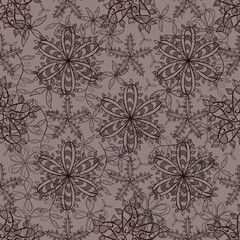 pattern with floral elements and interesting doodles