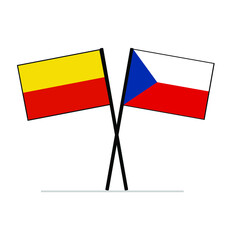 Czech Republic and Prague city flags on poles demonstrating relationship