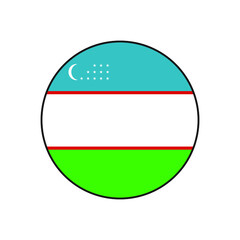 Uzbekistan flag in circle push button vector with accurate colors, Central Asian former soviet union concepts.