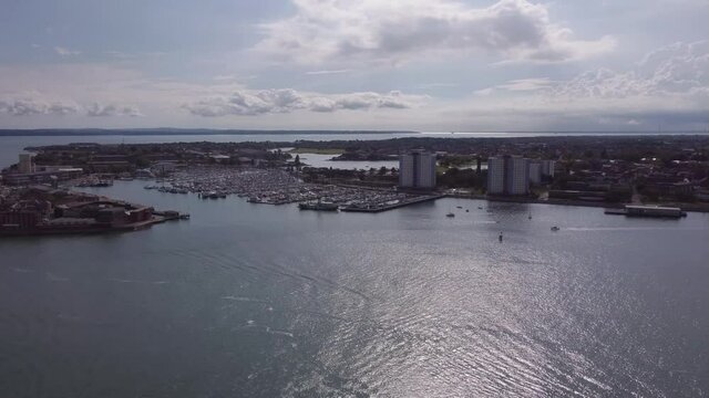 Haslar Marina And The Townscape Of Gosport On The South Coast Of Hampshire, South East England. aerial