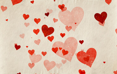 hearts on old paper texture