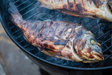 Fish on the grill outdoor