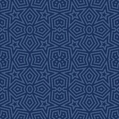 abstract seamless tiled pattern with stars on blue background 