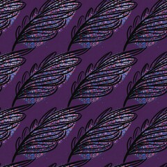 abstract seamless pattern with purple feathers 