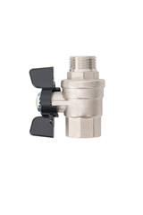 ball valve for closing and opening cold water, on white background