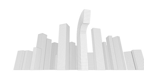 Business and Finance Center Building 3D Image Architecture, 3D Illustration