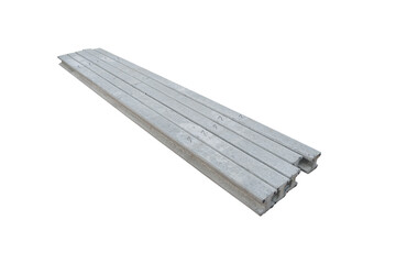I-Shape Concrete piles isolated on white background. prestressed concrete column.