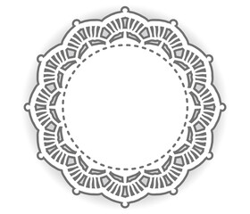 アンティークな丸型レースのフレーム。ベクター素材。